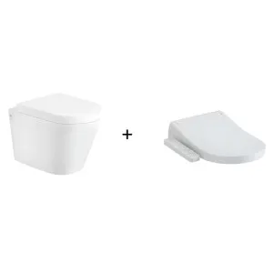 Toto S2 Washlet W/ Side Control And Wall Hung Rimless Toilet Package D-Shaped Gloss White by Inspire, a Toilets & Bidets for sale on Style Sourcebook