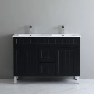 Poseidon Acacia Shaker Matte Black 1200mm Double Bowl Floor Standing Vanity by Poseidon, a Vanities for sale on Style Sourcebook