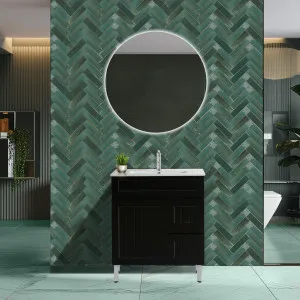 Ceto Acacia Shaker Matte Black 750mm Single Bowl Floor Standing Vanity (Available In Left and Right Hand Drawer) by Ceto, a Vanities for sale on Style Sourcebook