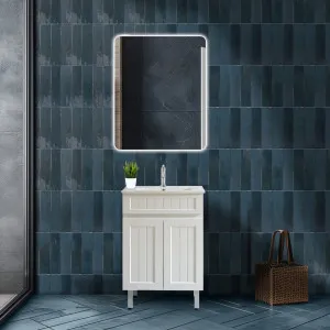 Ceto Acacia Shaker Matte White 600mm Single Bowl Floor Standing Vanity by Ceto, a Vanities for sale on Style Sourcebook