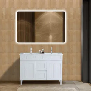 Ceto Acacia Shaker Matte White 1200mm Double Bowl Floor Standing Vanity by Ceto, a Vanities for sale on Style Sourcebook