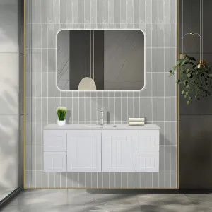 Ceto Acacia Shaker Matte White 1500mm Single Bowl Wall Hung Vanity by Ceto, a Vanities for sale on Style Sourcebook