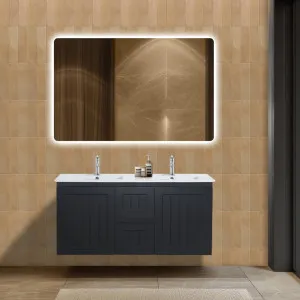 Ceto Acacia Shaker Matte Black 1200mm Double Bowl Wall Hung Vanity by Ceto, a Vanities for sale on Style Sourcebook