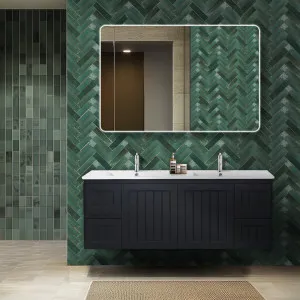 Ceto Acacia Shaker Matte Black 1500mm Double Bowl Wall Hung Vanity by Ceto, a Vanities for sale on Style Sourcebook