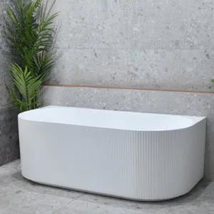 Enflair Brighton Groove Gloss White Freestanding Back to Wall Bath (Available in 1500mm and 1700mm) by Enflair, a Bathtubs for sale on Style Sourcebook