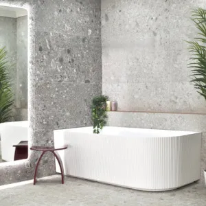 Enflair Brighton Groove Freestanding Left Corner Bathtub Matte White (Available In 1500mm and 1700mm) by Enflair, a Bathtubs for sale on Style Sourcebook