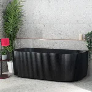 Enflair Brighton Groove Freestanding Back To Wall Bathtub Matte Black (Available In 1500mm and 1700mm) by Enflair, a Bathtubs for sale on Style Sourcebook