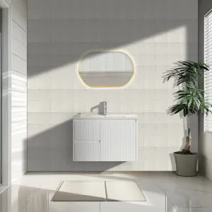 Ceto Brindabella Matte White 750mm Single Bowl Wall Hung Vanity (Available In Left Hand Drawer and Right Hand Drawer) by Ceto, a Vanities for sale on Style Sourcebook