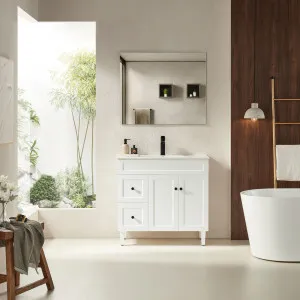 Ceto Harrington Matte White 900mm Single Bowl Floor Standing Vanity (Available In Left and Right Hand Drawer) by Ceto, a Vanities for sale on Style Sourcebook