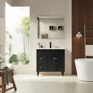 Ceto Harrington Matte Black 900mm Single Bowl Floor Standing Vanity (Available In Left and Right Hand Drawer) by Ceto, a Vanities for sale on Style Sourcebook