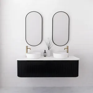 Riva Bergen Matte Black 1500mm Double Bowl Wall Hung Vanity by Riva, a Vanities for sale on Style Sourcebook