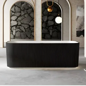 Riva Milano V-Groove Freestanding Bathtub Matte White and Black (Available in 1500mm and 1700mm) by Riva, a Bathtubs for sale on Style Sourcebook