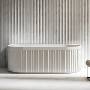 Riva Roma Fluted Back to Wall Bathtub Matte White 1500mm by Riva, a Bathtubs for sale on Style Sourcebook