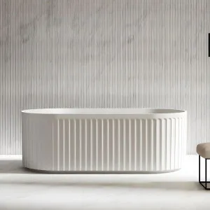 Riva Roma Fluted Freestanding Bathtub Matte White (Available in 1500mm and 1700mm) by Riva, a Bathtubs for sale on Style Sourcebook