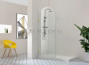 Covey Frameless Arch Fix Panel 10mm Glass Brushed Gold by Covey, a Shower Screens & Enclosures for sale on Style Sourcebook