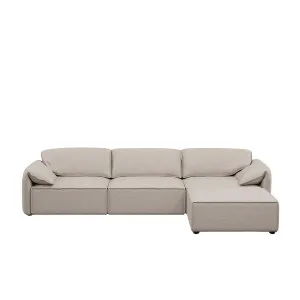 Layla 3 Seater Sofa with Ottoman - Oatmeal Weave by Urban Road, a Sofas for sale on Style Sourcebook