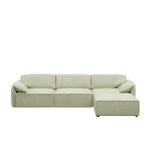 Layla 3 Seater Sofa with Ottoman - Sage Green Velvet by Urban Road, a Sofas for sale on Style Sourcebook