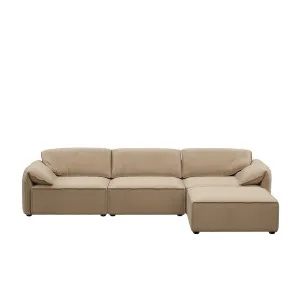 Layla 3 Seater Sofa with Ottoman - Almond Velvet by Urban Road, a Sofas for sale on Style Sourcebook