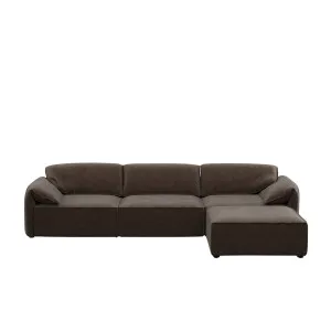 Layla 3 Seater Sofa with Ottoman - Bison Brown Mottled Velvet by Urban Road, a Sofas for sale on Style Sourcebook