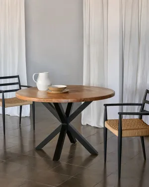 Argo round table in acacia solid wood and steel legs with black finish, Ø 120 cm by Kave Home, a Dining Tables for sale on Style Sourcebook