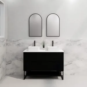 Riva Bali Matte Black 1200mm Double Bowl Floor Standing Vanity by Riva, a Vanities for sale on Style Sourcebook