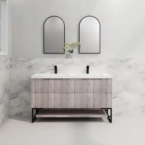 Riva Bali White Oak 1500mm Double Bowl Floor Standing Vanity by Riva, a Vanities for sale on Style Sourcebook