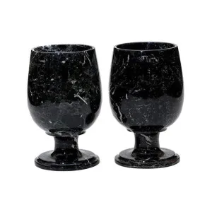 Marcellus 2 Piece Marble Wine Glass Set, Black by Marble Realm, a Wine Glasses for sale on Style Sourcebook
