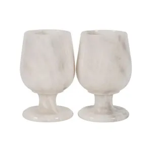 Marcellus 2 Piece Marble Wine Glass Set, White by Marble Realm, a Wine Glasses for sale on Style Sourcebook