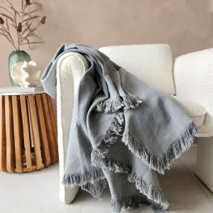 Champêtre Heavy Weight French Linen Massive Throw 140x220cm - Blue Grey by Macey & Moore, a Cushions, Decorative Pillows for sale on Style Sourcebook