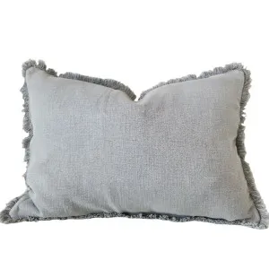 Champêtre Heavy Weight French Linen Cushion 40x60cm Lumbar - Blue Grey by Macey & Moore, a Cushions, Decorative Pillows for sale on Style Sourcebook