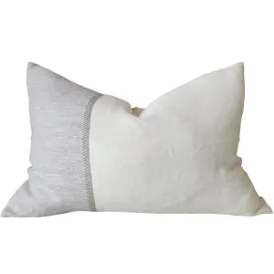 Elodie Linen Wool Cushion 40x60cm Lumbar - Off White | Natural Herringbone | White Grey by Macey & Moore, a Cushions, Decorative Pillows for sale on Style Sourcebook