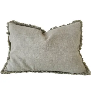 Champêtre Heavy Weight French Linen Cushion 40x60cm Lumbar - Matcha Green by Macey & Moore, a Cushions, Decorative Pillows for sale on Style Sourcebook