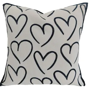 Chinoiserie 55cm Square - Off White Black Love Heart by Macey & Moore, a Cushions, Decorative Pillows for sale on Style Sourcebook