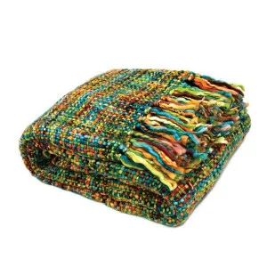 Knitted Oslo Peacock Throw Rug by null, a Throws for sale on Style Sourcebook