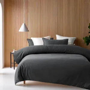 Accesorize Bamboo Cotton Double Stitch Charcoal Quilt Cover Set by null, a Quilt Covers for sale on Style Sourcebook