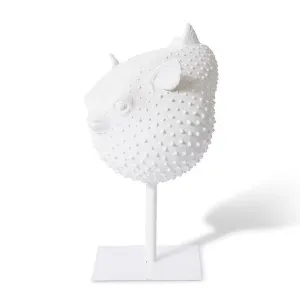 Blowfish Sculpture on Stand - 33 x 23 x 46cm by Elme Living, a Statues & Ornaments for sale on Style Sourcebook