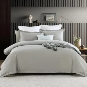 Amor Premium Egyptian Cotton Silver Quilt Cover and Fitted Sheet by null, a Quilt Covers for sale on Style Sourcebook