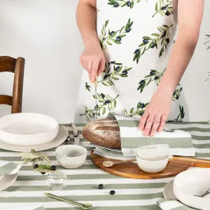 Canningvale Cucina Stripe Tablecloth - White, 150 x 320cm, 100% Cotton by Canningvale, a Table Cloths & Runners for sale on Style Sourcebook