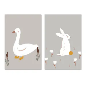 Little Goose and White Little Bunny, Set Of 2 , By Menina Lisboa by Gioia Wall Art, a Prints for sale on Style Sourcebook