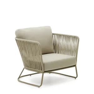 Saconca outdoor armchair made of cord and green galvanised steel by Kave Home, a Outdoor Chairs for sale on Style Sourcebook