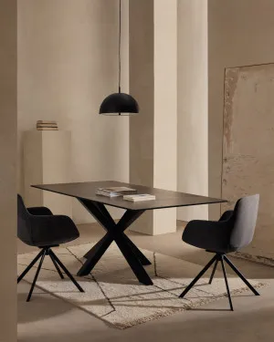 Argo table in Iron Moss porcelain and steel legs with black finish, 160 x 90 cm by Kave Home, a Dining Tables for sale on Style Sourcebook