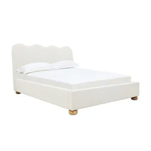 Maeve Wave Boucle Bed Frame Ivory by James Lane, a Beds & Bed Frames for sale on Style Sourcebook