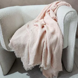 BURSA Cotton Throw 150cm x 200cm | Coral Pink by Macey & Moore, a Cushions, Decorative Pillows for sale on Style Sourcebook