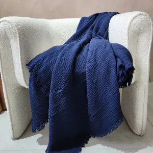 BURSA Cotton Throw 150cm x 200cm | Ocean Blue by Macey & Moore, a Cushions, Decorative Pillows for sale on Style Sourcebook