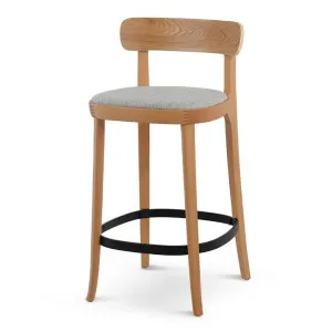 Ex Display - Josue 65cm Fabric Bar Stool - Natural with Silver Grey Seat by Interior Secrets - AfterPay Available by Interior Secrets, a Bar Stools for sale on Style Sourcebook