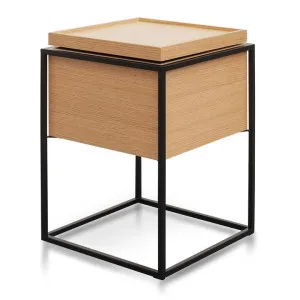 Ex Display - Cane Scandinavian Oak Side Table - Black Frame by Interior Secrets - AfterPay Available by Interior Secrets, a Side Table for sale on Style Sourcebook