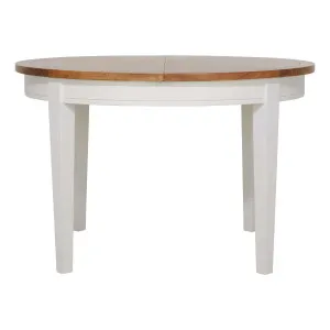 Mango Creek Round Extension Dining Table 100-140cm in Mangowood White / Clear by OzDesignFurniture, a Dining Tables for sale on Style Sourcebook