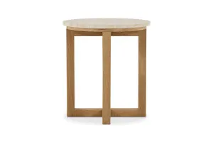 Bronte Travertine Round Side Table, Beige, by Lounge Lovers by Lounge Lovers, a Side Table for sale on Style Sourcebook