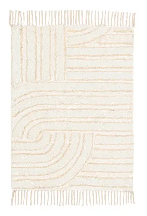 Etta Ivory Geometric Washable Bath Mat by Miss Amara, a Shag Rugs for sale on Style Sourcebook