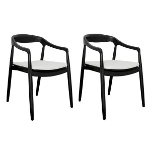 Astrid Ashwood Dining Chair Set of 2 - Black with White Linen by CAFE Lighting & Living, a Dining Chairs for sale on Style Sourcebook